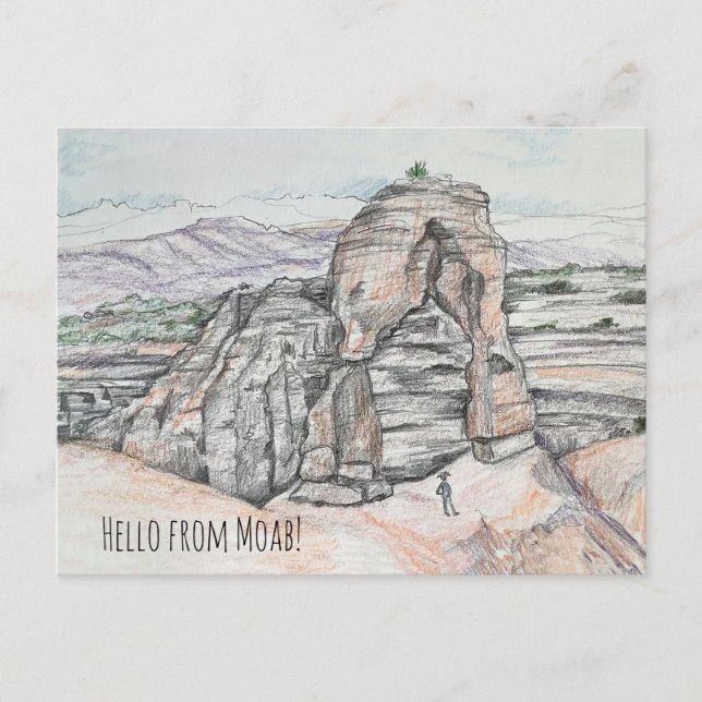 Hello from Moab Utah Delicate Arch Red Rock  Postcard (Front)
