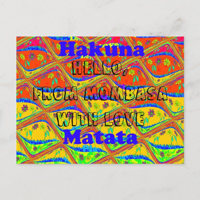 Hello From Mombasa with Love Hakuna Matata cards (Front)