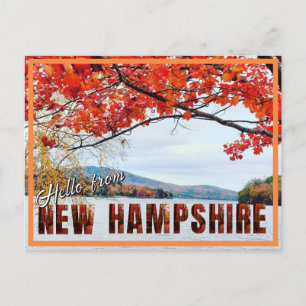 Hello from New Hampshire Newfound Lake in Fall Postcard