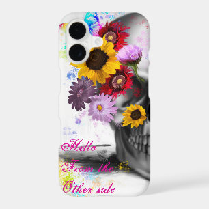 Hello from other side floral butterfly skull