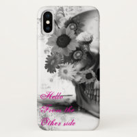 Hello from other side floral butterfly skull