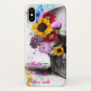Hello from other side floral butterfly skull iPhone x case