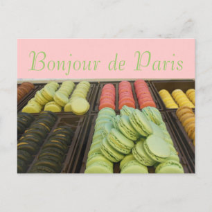 Hello from Paris Famous French Macroons Postcard