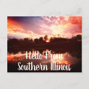 Hello From Southern Illinois Pond Sunset Postcard