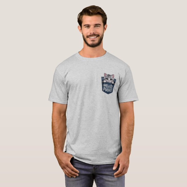 Hello from the pocket - Cute Cat T-shirt (Front Full)