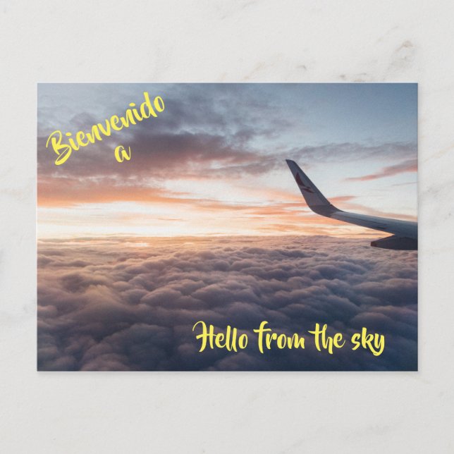 Hello from the sky travel postcard (Front)
