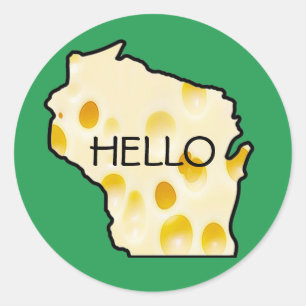 Hello from Wisconsin Swiss Cheese Head Stickers