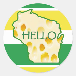 Hello from Wisconsin Swiss Cheese Head Stickers