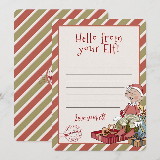 Hello From Your Elf, Letter Notecard (Front/Back)
