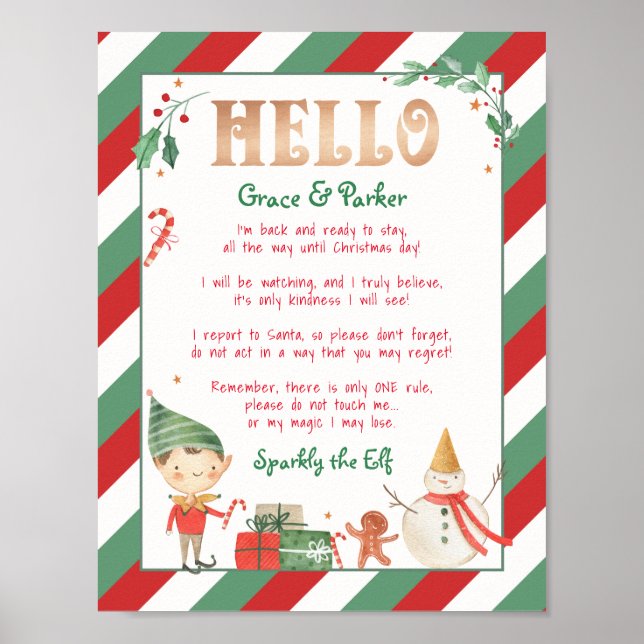 Hello from Your Elf Letter Print (Front)