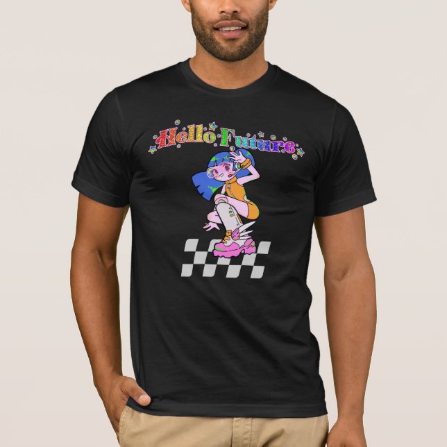  Hello Future Y2K Anime Girl T-Shirt (Front)