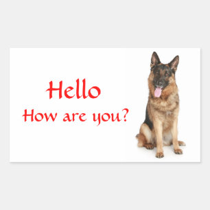 Hello German Shepherd Puppy Dog Greeting Stickers