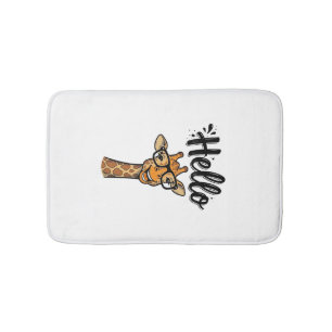 Hello Giraffe Vintage Engraving Cute Animal Shirt_ Bath Mat