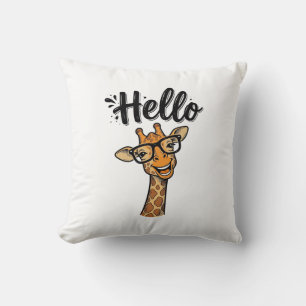 Hello Giraffe Vintage Engraving Cute Animal Shirt_ Cushion