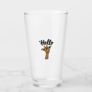 Hello Giraffe Vintage Engraving Cute Animal Shirt_ Glass