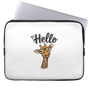 Hello Giraffe Vintage Engraving Cute Animal Shirt_ Laptop Sleeve