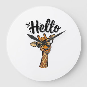 Hello Giraffe Vintage Engraving Cute Animal Shirt_ Large Clock