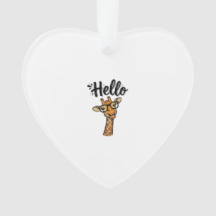 Hello Giraffe Vintage Engraving Cute Animal Shirt_ Ornament