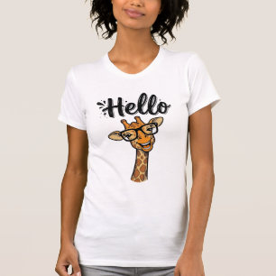 Hello Giraffe Vintage Engraving Cute Animal Shirt_ T-Shirt