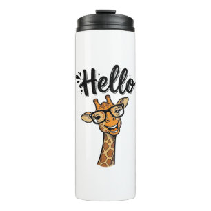 Hello Giraffe Vintage Engraving Cute Animal Shirt_ Thermal Tumbler