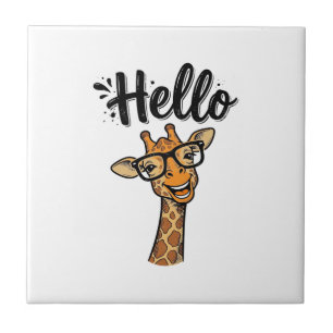 Hello Giraffe Vintage Engraving Cute Animal Shirt_ Tile