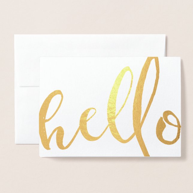 Hello Gold Foil Script Card (Front With Envelope)