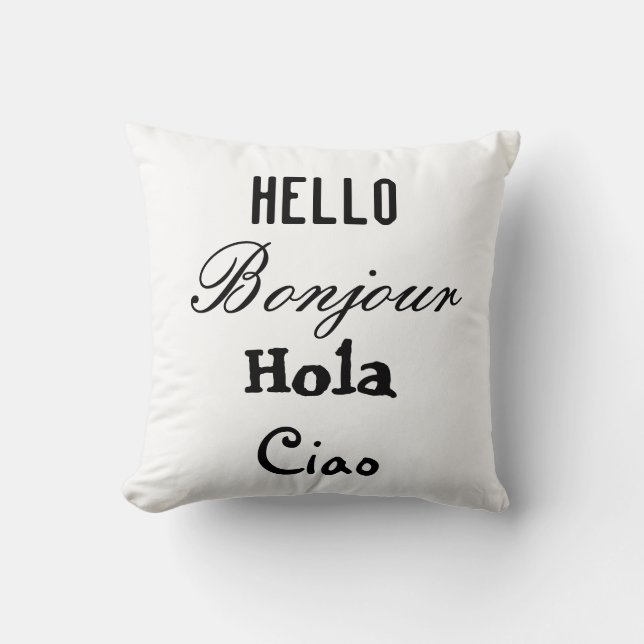 Hello Goodbye Language Pillow (Front)