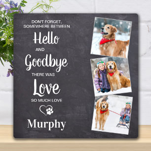 Hello Goodbye Personalised 3 Photo Pet Memorial Plaque