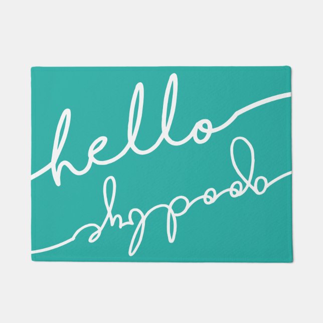 Hello Goodbye Typography - Pick Your Colour Doormat (Front)