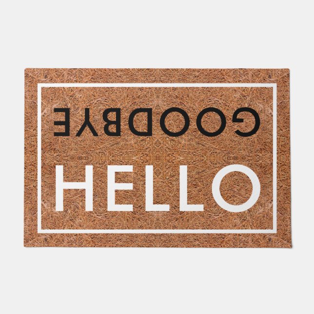 Hello Goodbye Typography Welcome Coir Doormat (Front)