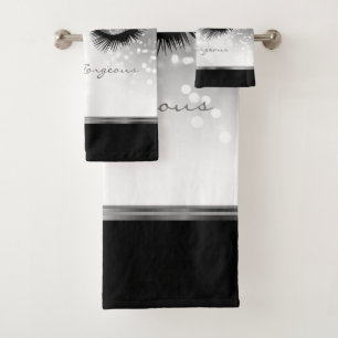 Hello Gorgeous - Beautiful Eyelashes with Silver Bath Towel Set