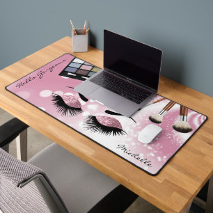 Hello Gorgeous - Beautiful Pink Eyes -Personalise  Desk Mat