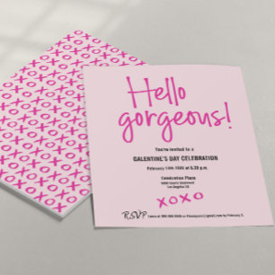 Hello gorgeous Galentine's Day xoxo pink custom Invitation