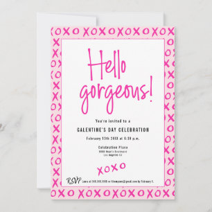 Hello gorgeous Galentine's Day XOXO pink Custom Invitation
