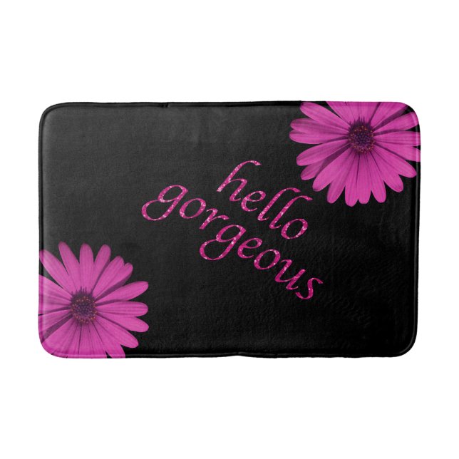 Hello Gorgeous Girly | Hot Pink Glitter Look Flirt Bath Mat (Front)