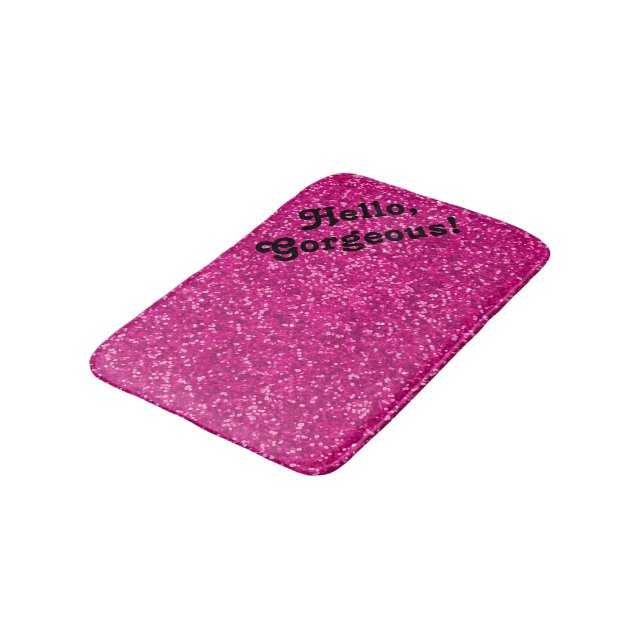 Hello Gorgeous Glitter Look | Inspirational Quotes Bath Mat (Angled)