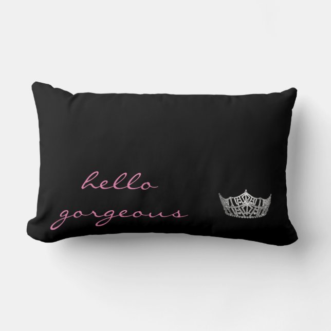 Hello Gorgeous Pageant Crown Pillow (Front)