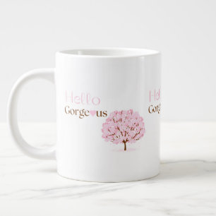 Hello Gorgeous, Pink Blossom Tree Large Coffee Mug