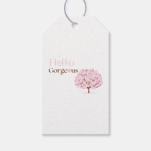 Hello Gorgeous, Pink Blossom Tree Manual Gift Tags