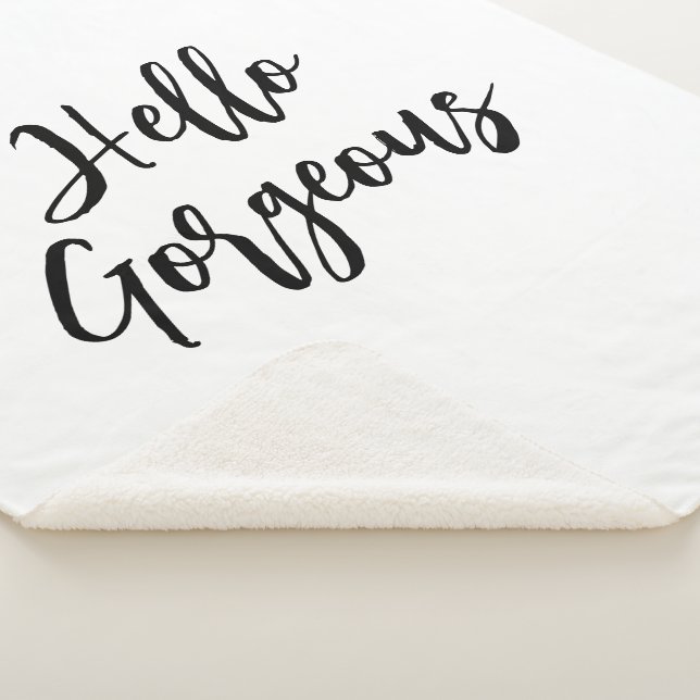 Hello Gorgeous pretty white sherpa fleece blanket (3/4)