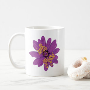 Hello Gorgeous Purple & Orange Flower Coffee Mug