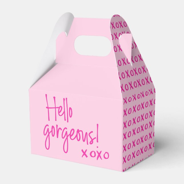 Hello Gorgeous XOXO Pink Chic  Favour Box (Front Side)