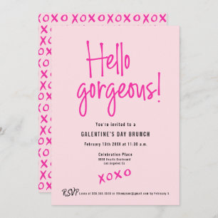 Hello Gorgeous XOXO Pink Galentine’s Day Brunch  Invitation