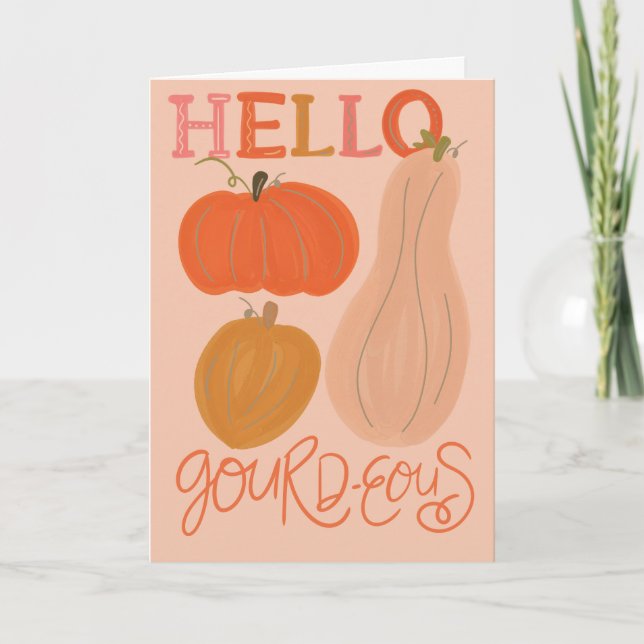 Hello Gourd-eous Thank You Folded Greeting Card (Front)