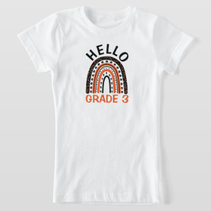Hello Grade 3 Halloween boho rainbow pumpkin T-Shirt