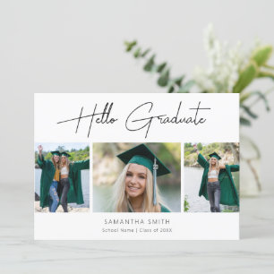 Hello Graduate Modern Calligraphy 3 Photo Grad Announcement