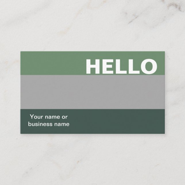 Hello Green Grey Colour Palette Minimal Classy Business Card (Front)