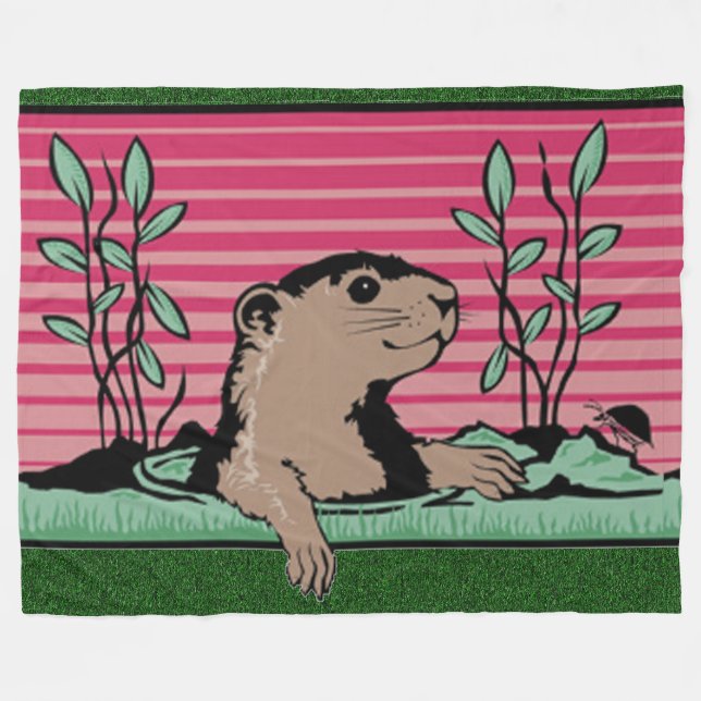 Hello, Groundhog's Shadow - Fleece Blanket (Front (Horizontal))