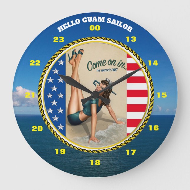 HELLO GUAM SAILOR LARGE CLOCK (Front)