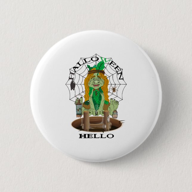 Hello Halloween       6 Cm Round Badge (Front)